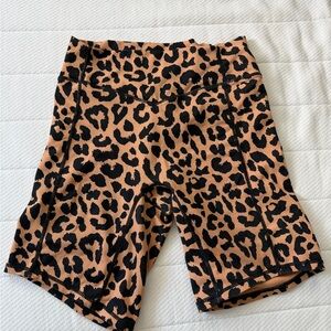 Balance Athletica Leopard Print High-Waist Bike Shorts - Tan & Black